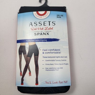 Assets Red Hot Label By Spanx Shaping Tights Textured Zig Zag Size 4/D Black